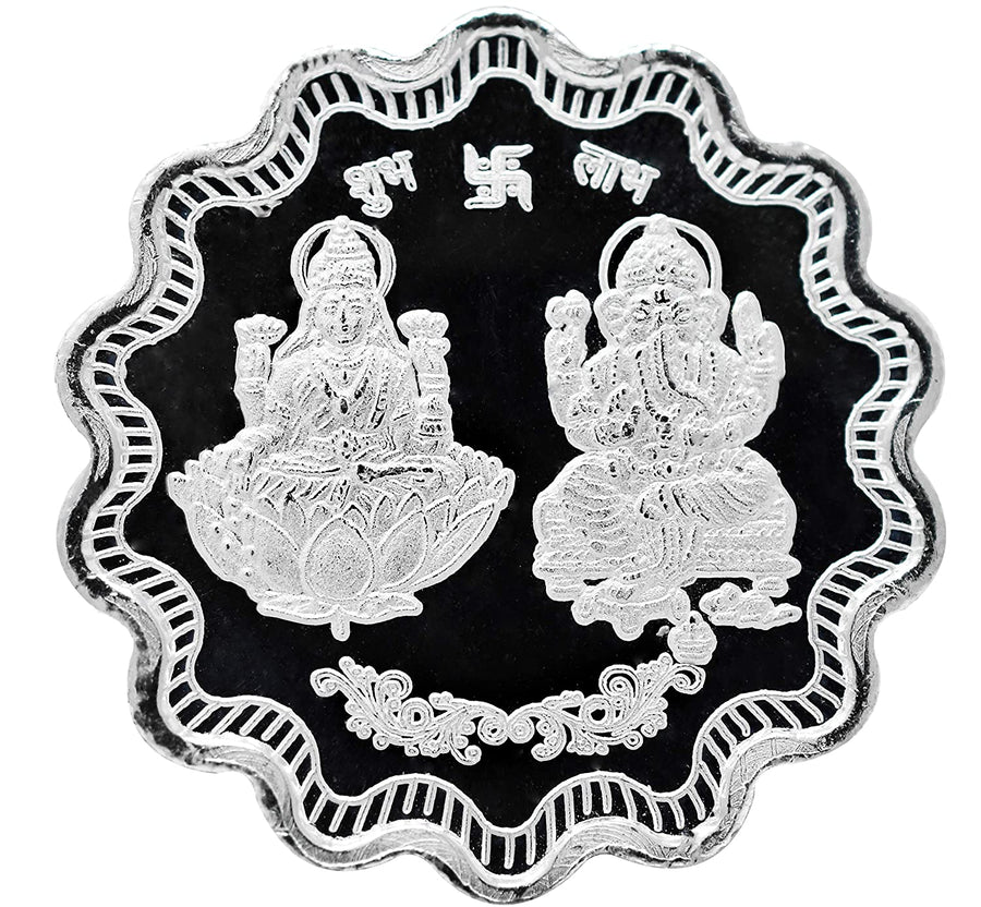 Silver Laxmi Ganesh Coin