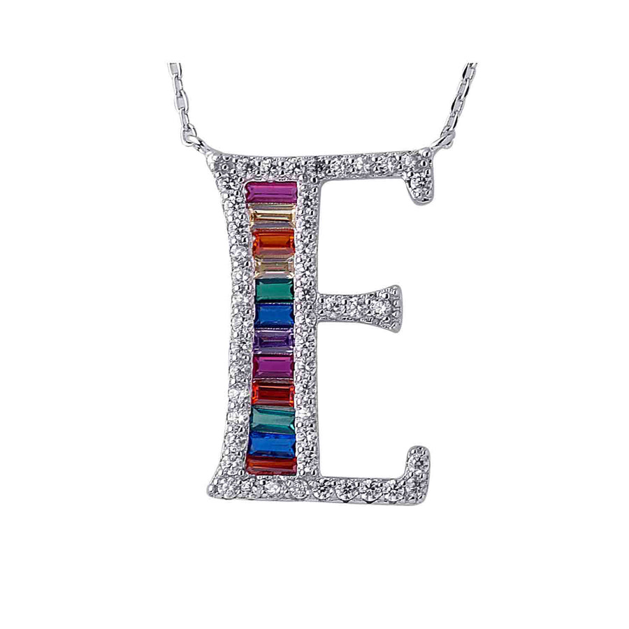 Alphabet E 925 Silver Pendant With Chain