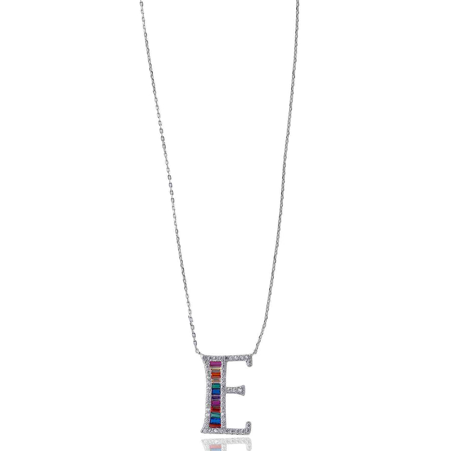 Alphabet E 925 Silver Pendant With Chain