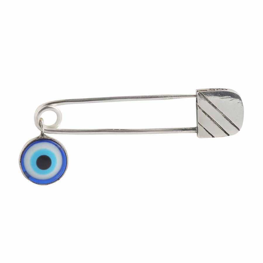 silver evil eye lapel pin for men and women