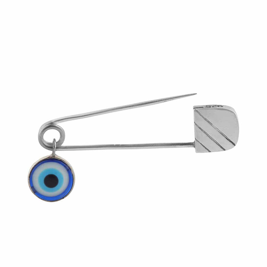blue evil eye safety pin for coats jackets